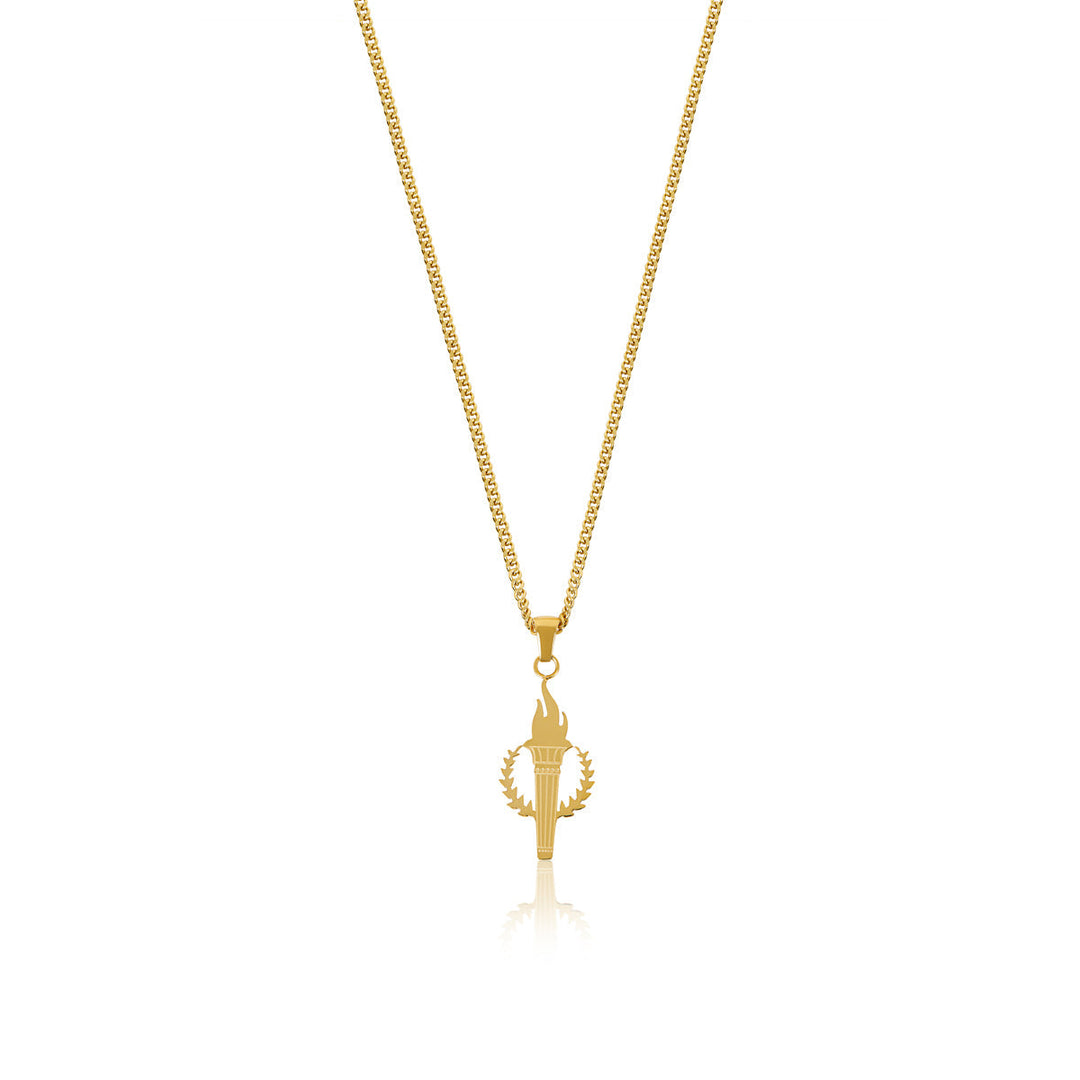 Goldene Kette mit Flammenanhänger