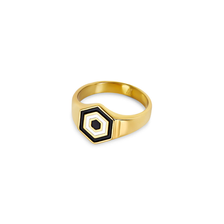 Goldring mit geometrischem Muster