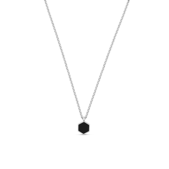 Silberne Halskette mit Schwarz