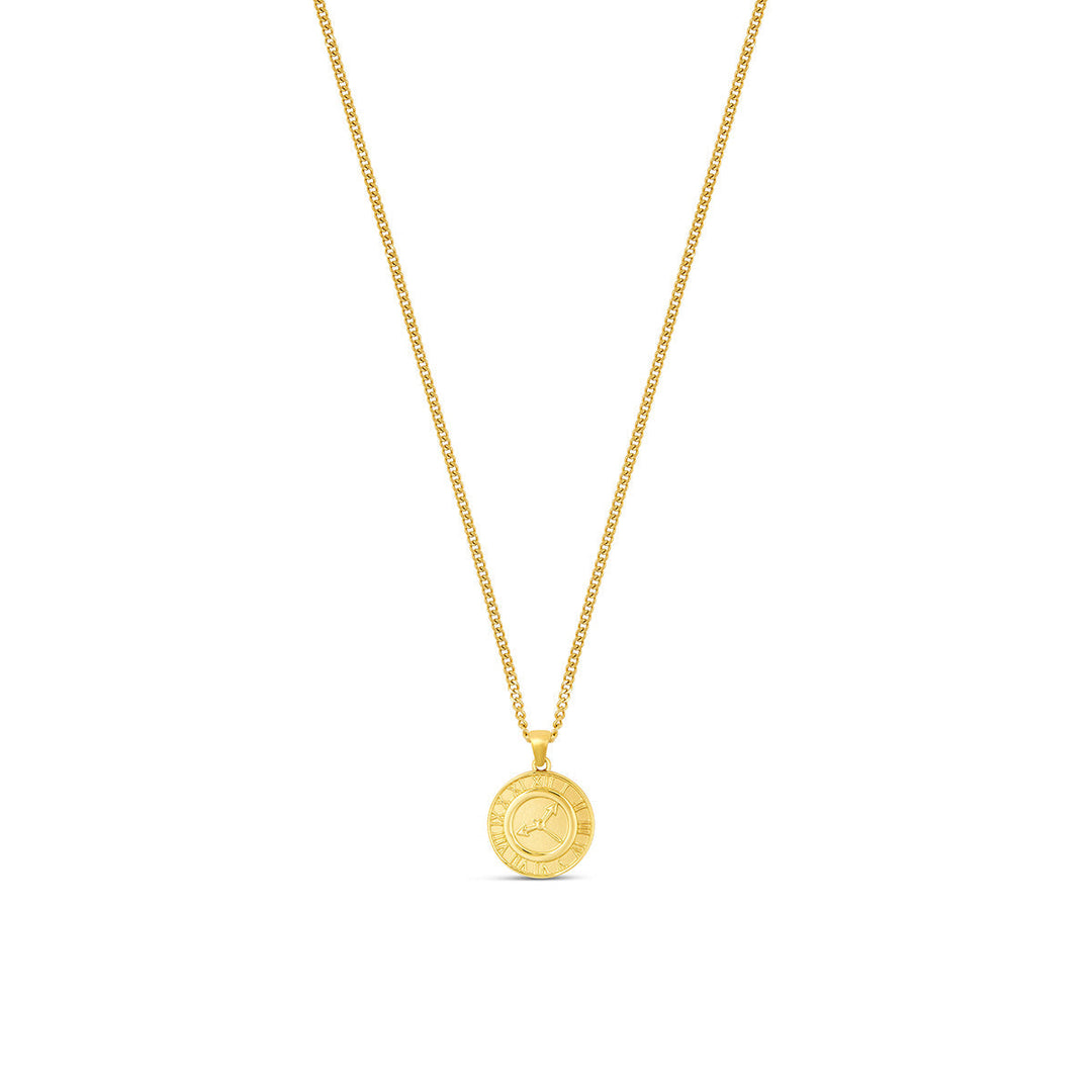 Goldene Halskette mit Zifferblatt