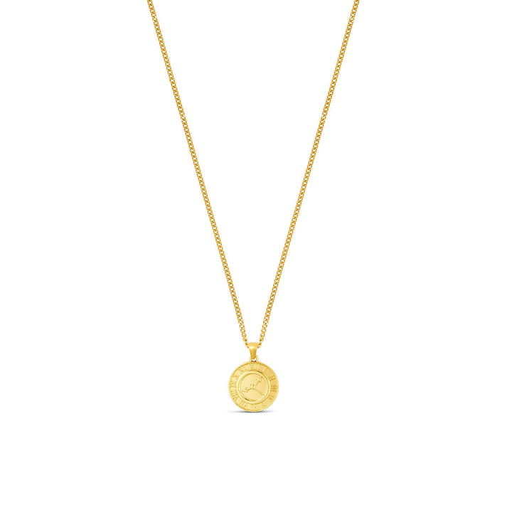 Goldene Halskette mit Zifferblatt