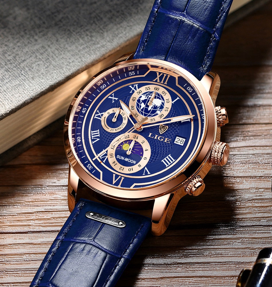 Chronographuhr mit Premium-Lederarmband
