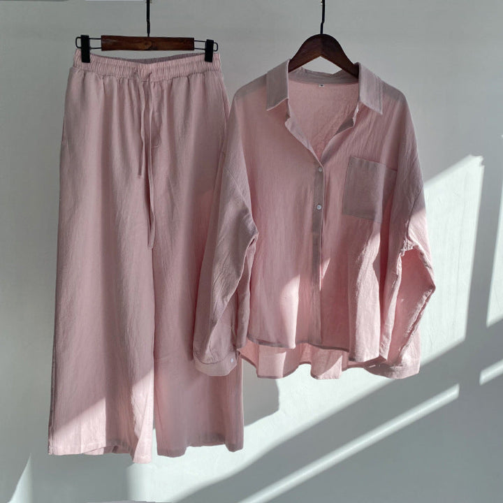 Ingrid™ | 2-Teiliges Set im Leinen-Look | Shirt & weite Hose