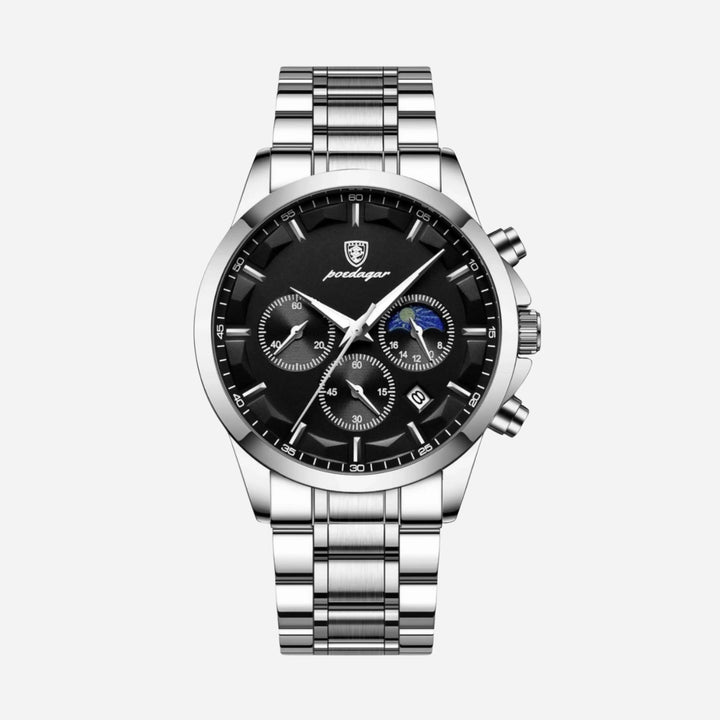 Luxus-Sportuhr für Herren mit Quarzwerk, Chronograph und Lederarmband