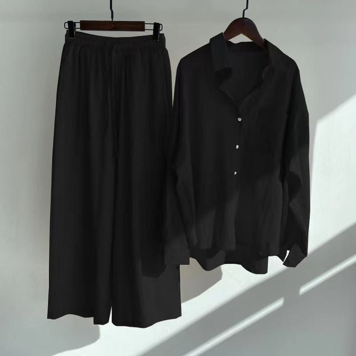 Ingrid™ | 2-Teiliges Set im Leinen-Look | Shirt & weite Hose