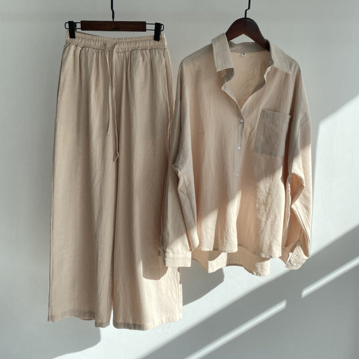 Ingrid™ | 2-Teiliges Set im Leinen-Look | Shirt & weite Hose