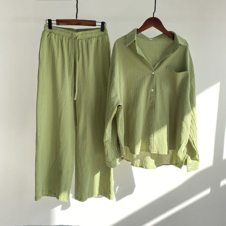 Ingrid™ | 2-Teiliges Set im Leinen-Look | Shirt & weite Hose