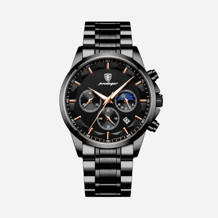 Luxus-Sportuhr für Herren mit Quarzwerk, Chronograph und Lederarmband