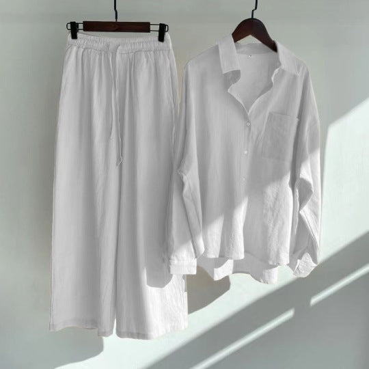 Ingrid™ | 2-Teiliges Set im Leinen-Look | Shirt & weite Hose