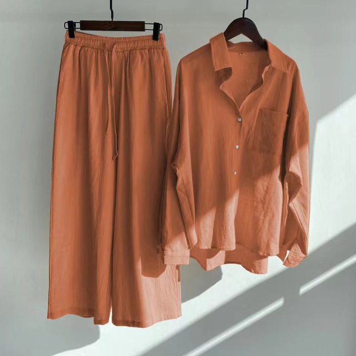 Ingrid™ | 2-Teiliges Set im Leinen-Look | Shirt & weite Hose
