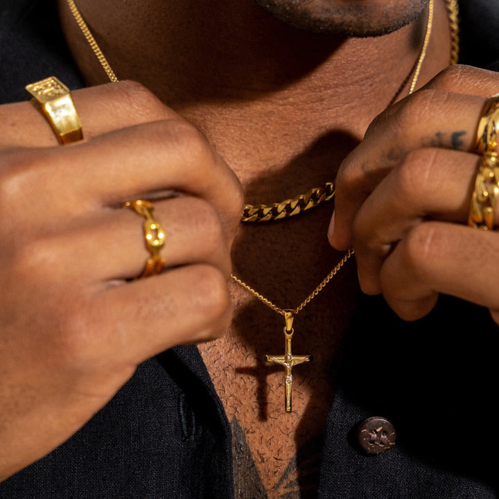 Goldenes Set Halskette mit Kreuz & Kette