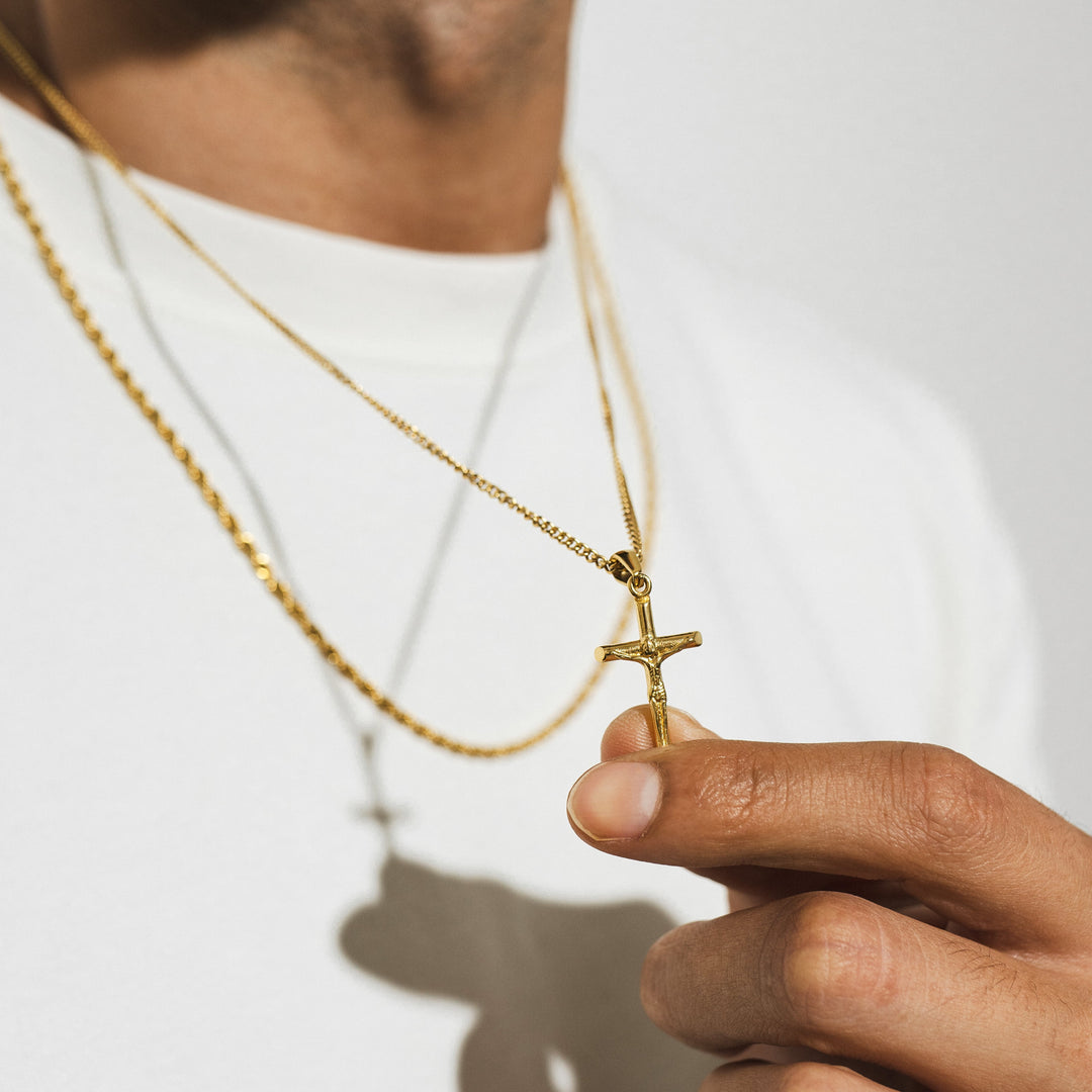 Goldenes Set Halskette mit Kreuz & Kette