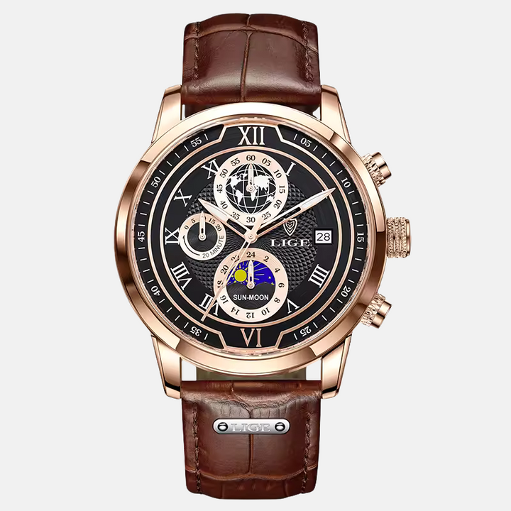 Chronographuhr mit Premium-Lederarmband