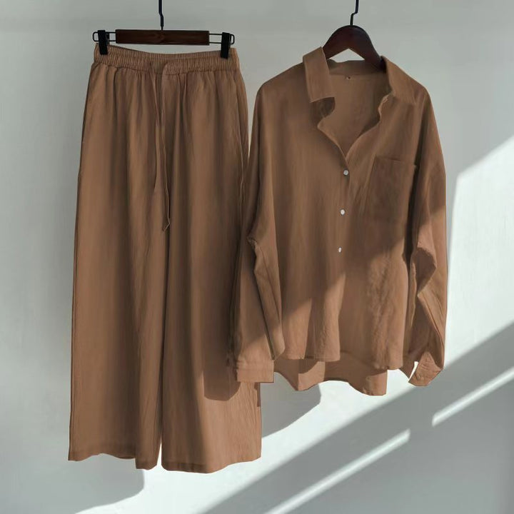 Ingrid™ | 2-Teiliges Set im Leinen-Look | Shirt & weite Hose