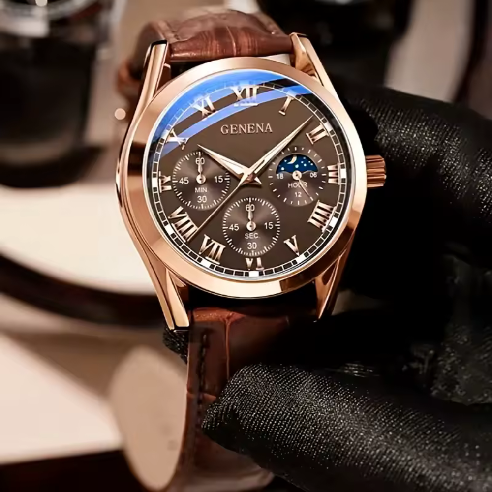 Klassische Herrenarmbanduhr mit römischem Ziffernblatt