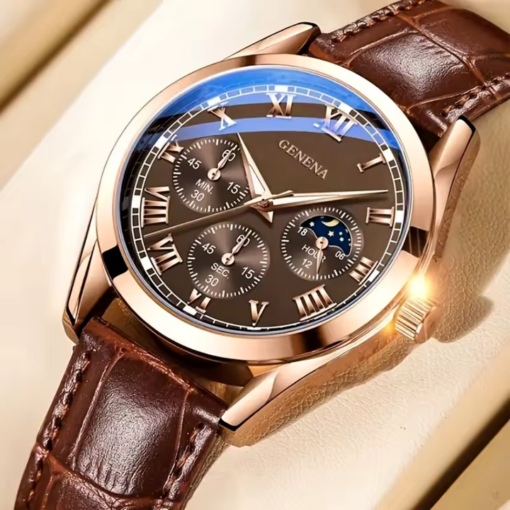 Klassische Herrenarmbanduhr mit römischem Ziffernblatt